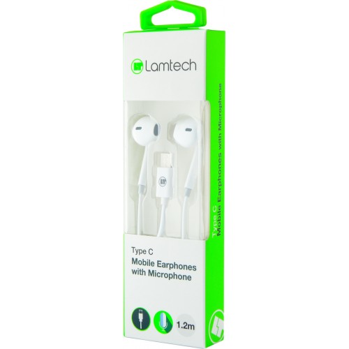 Lamtech Mobile Earphones with MIC Type C (LAM020939) White