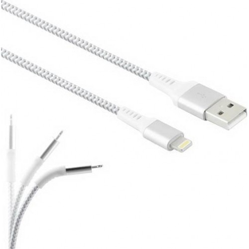 Lamtech Braided USB to Lightning Cable Λευκό 2m (LAM450282)