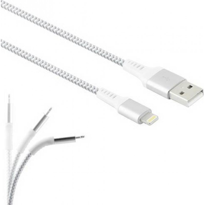 Lamtech Braided USB to Lightning Cable Λευκό 2m (LAM450282)