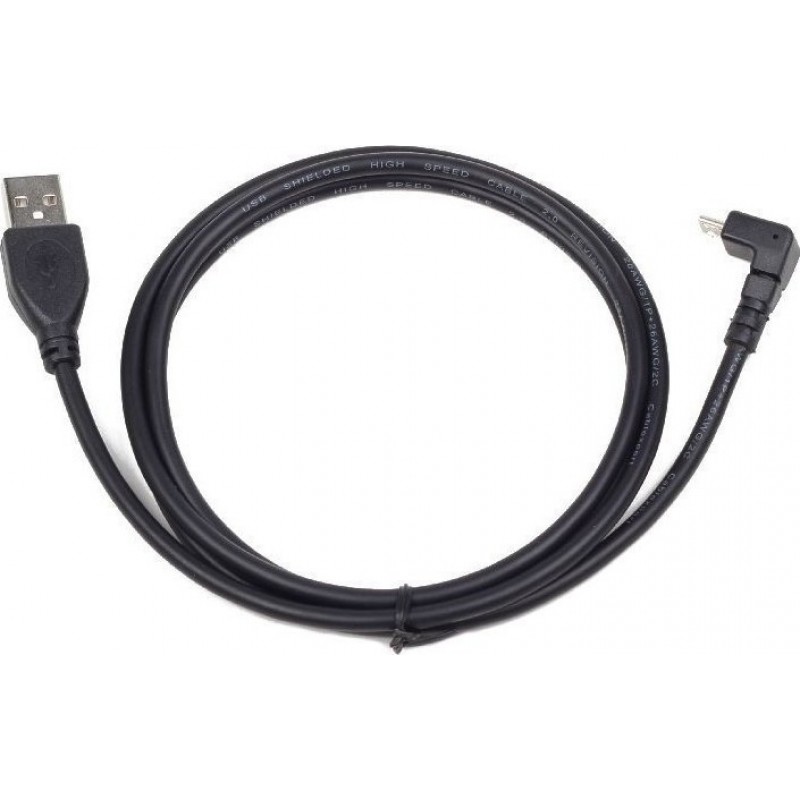 Cablexpert Angled USB 2.0 to micro USB Cable Μαύρο 1.8m (CCP-MUSB2-AMBM90-6)