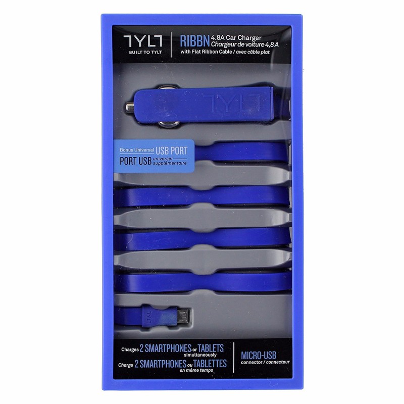 Tylt Ribbn 4.8A Car Charger MIC-RIBBNBL-T Blue