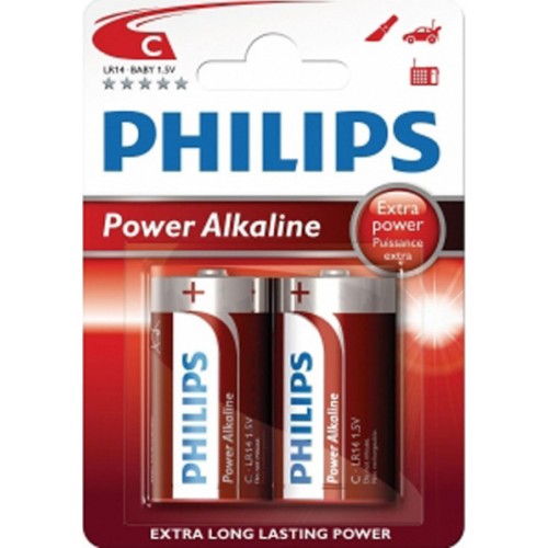 PHILIPS Power αλκαλικές μπαταρίες LR14P2B/05 Baby C LR14 1.5V (2τμχ)