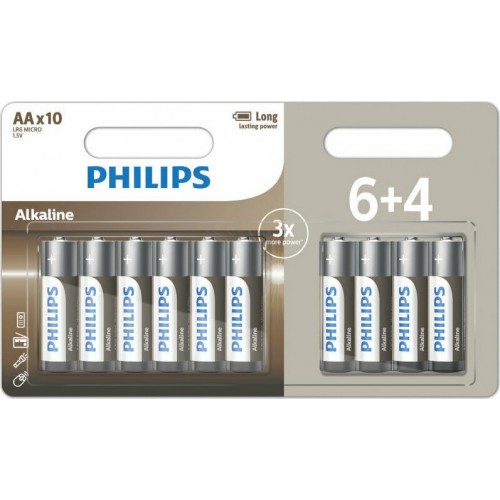 Philips LR6A10BP Αλκαλικές μπαταρίες υψηλής απόδοσης AA (10τμχ)