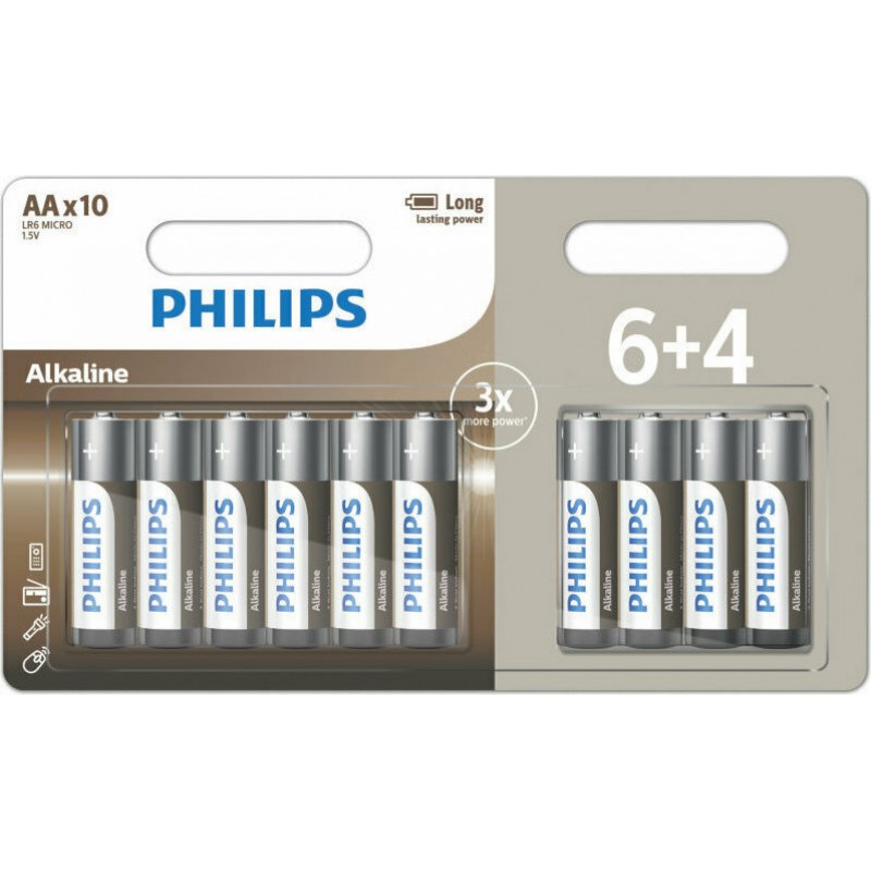 Philips LR6A10BP Αλκαλικές μπαταρίες υψηλής απόδοσης AA (10τμχ)