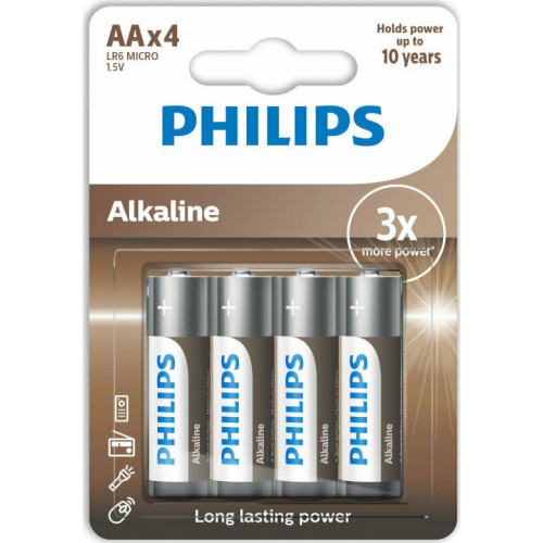 Philips LR6A4B Αλκαλικές μπαταρίες υψηλής απόδοσης AA (4τμχ)