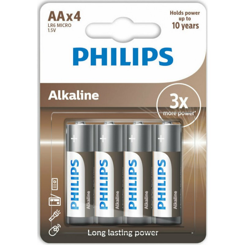 Philips LR6A4B Αλκαλικές μπαταρίες υψηλής απόδοσης AA (4τμχ)
