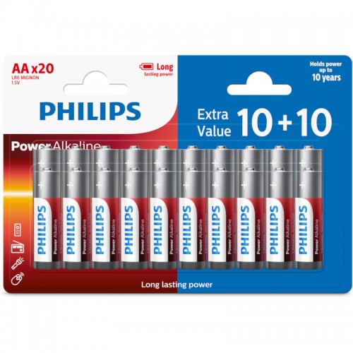 Philips LR6P20BP/GRS Power Alkaline Αλκαλικές μπαταρίες υψηλής απόδοσης AA (20τμχ)