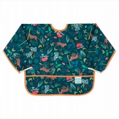 Bumkins Αδιάβροχη Ποδιά Πλαστική με Κορδόνι Sleeved Bib με Τσέπη & Μανίκια Jungle για 6 m+