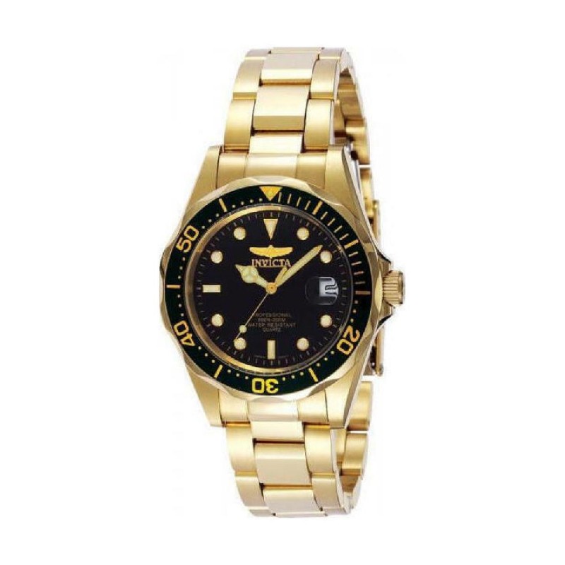 Invicta Pro Diver Ανδρικό Ρολόι 37.5mm Μπαταρίας με Χρυσό Μεταλλικό Μπρασελέ (8936)