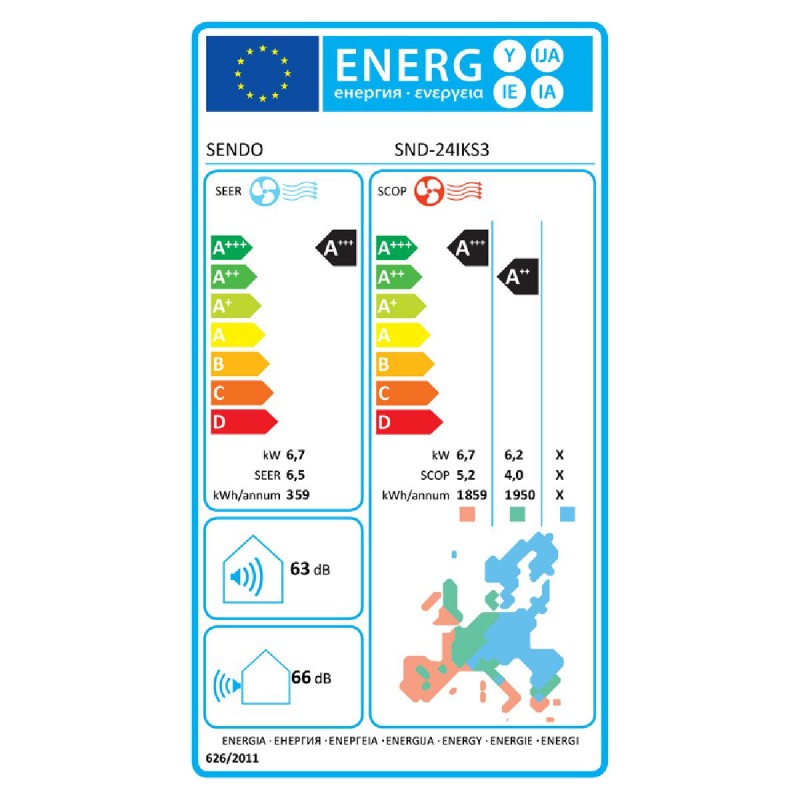 Sendo Ikaros SND-24/IKS3 Κλιματιστικό Inverter 24000 BTU A++/A+++ με WiFi