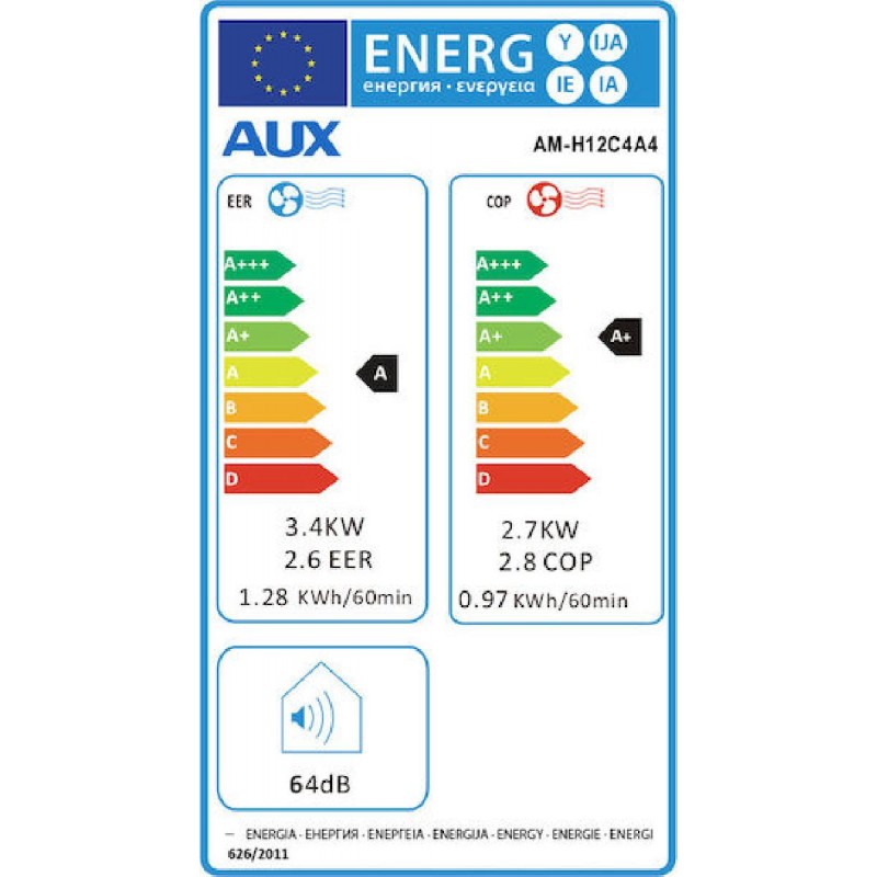 AUX M Φορητό Κλιματιστικό 12000 BTU Ψύξης/Θέρμανσης (AM-H12C4A4) Λευκό