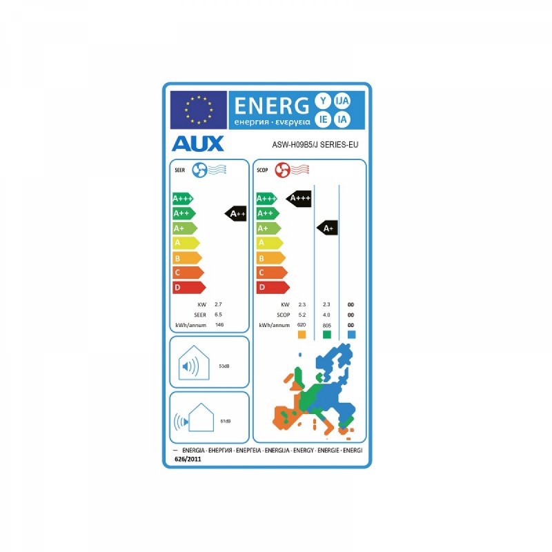 AUX J-Smart JAR Κλιματιστικό Inverter 9000 BTU A+++/A++ με WiFi (ASW-H09B5A4/JAR3DI) Λευκο