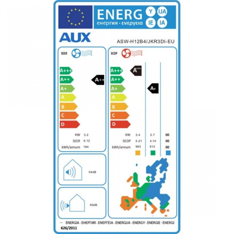 AUX J-Smart Κλιματιστικό Inverter 12000 BTU A++/A+++ με WiFi (ASW-H12C5E4/JAR3DI) Λευκο