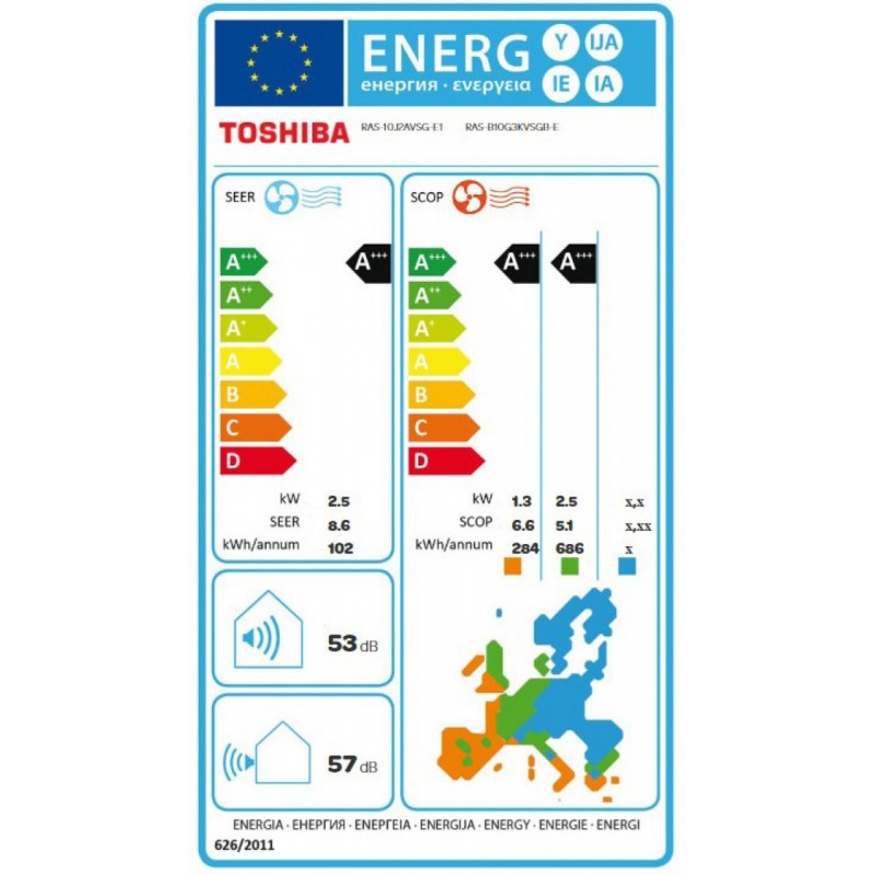 Toshiba Edge (RAS-B10G3KVSG-E+RAS-10J2AVSG-E1) Κλιματιστικό Inverter 9000 BTU A+++/A+++