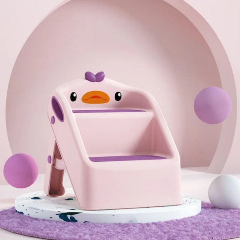 Giggles & Co Duckiestep Παιδικό Αναδιπλούμενο Σκαμπό Σκαλοπατάκι Παπάκι 2 Επιπέδων Μπάνιο & Νιπτήρα Rosy Duck