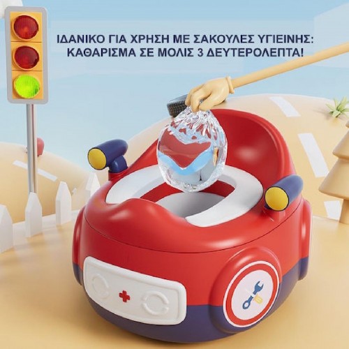 Giggles & Co. Παιδικό Γιογιό Αυτοκινητάκι 3-σε-1 με Καπάκι για Εκπαίδευση Τουαλέτας Κόκκινο