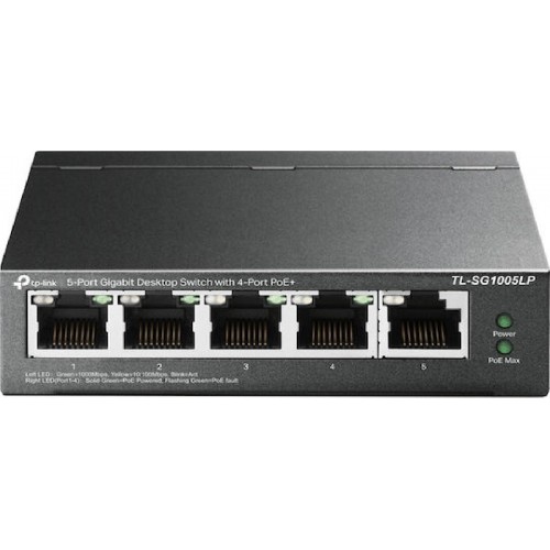 TP-LINK TL-SG1005LP v1 Unmanaged L2 PoE+ Switch με 4 Θύρες Gigabit (1Gbps) Ethernet v4
