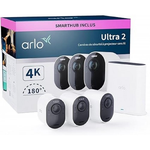 Arlo Ultra 2 4K UHD Wire-Free Spotlight Security Camera System Αδιάβροχη Μπαταρίας (VMS5340-200EUS) 3τμχ Λευκό