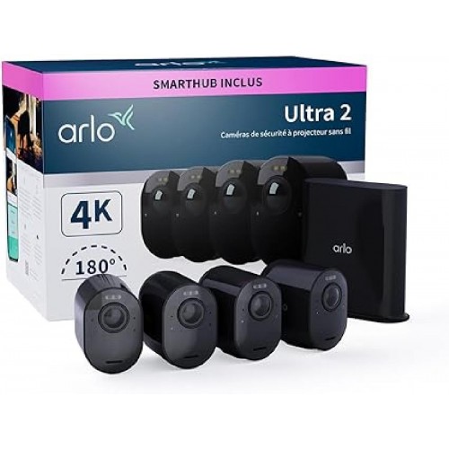 Arlo Ultra 2 4K UHD Wire-Free Security Camera System Αδιάβροχη Μπαταρίας 4 τμχ (VMS5440B-200EUS) Black