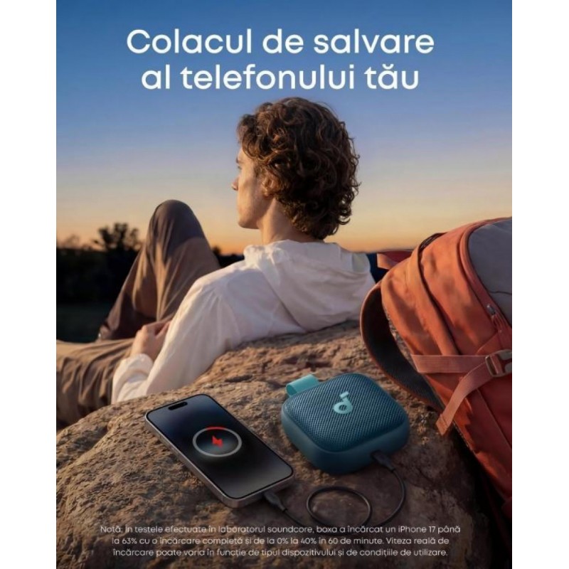 Anker Boom Go 3i Αδιάβροχο Ηχείο Bluetooth 15W με Διάρκεια Μπαταρίας έως 24 ώρες (D5103030) Μπλε
