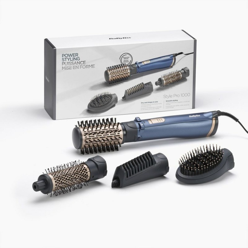 BaByliss Style Pro 1000 AS965E Κεραμική Ηλεκτρική Βούρτσα με Αέρα & Περιστρεφόμενη Κεφαλή για Ίσιωμα και Μπούκλες 1000W