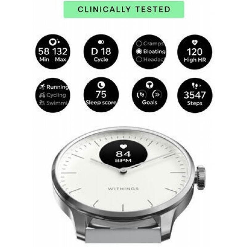 Withings ScanWatch Light Stainless Steel 37mm White / Silver