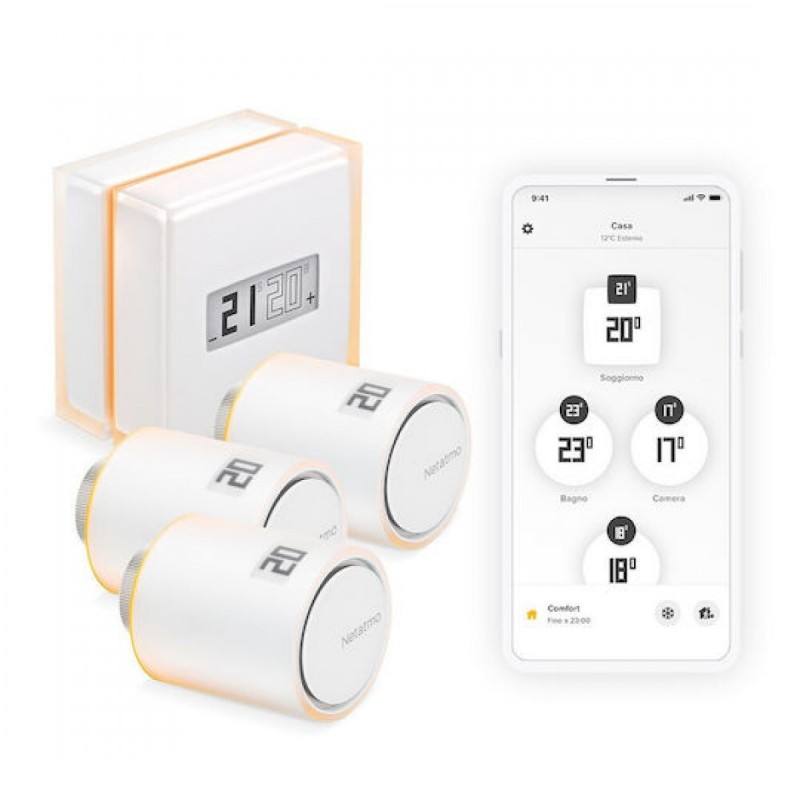  Netatmo  Complete Package Smart Thermostat 3 Wi-fi Thermostat Heads (NBU-NTH-NAV)