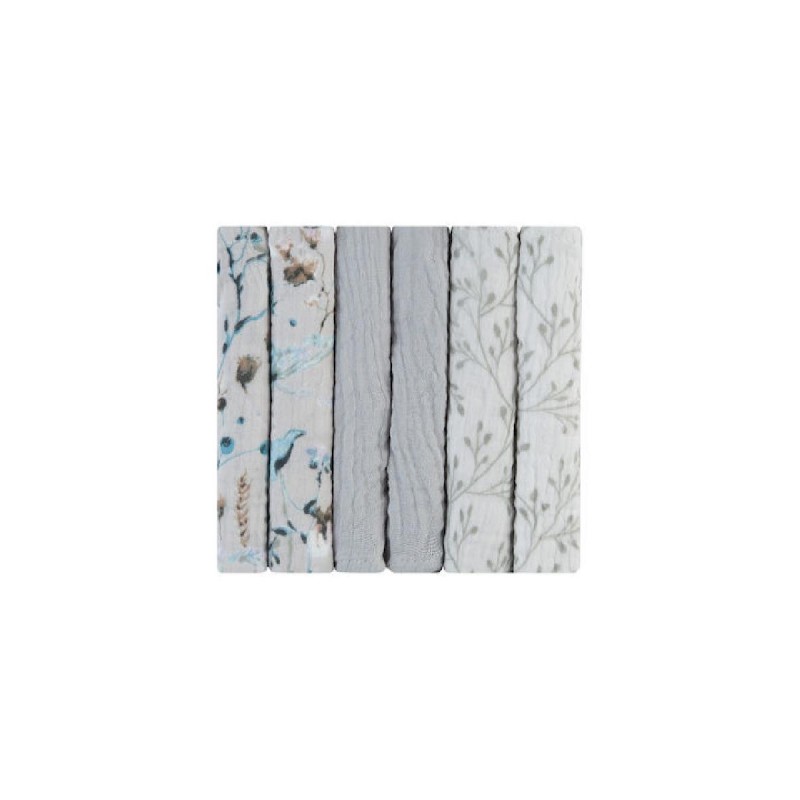 Kikka Boo Dreamy Fields Λαβέτες Ώμου από Μουσελίνα Grey 30x30εκ. 6τμχ (31103010113)