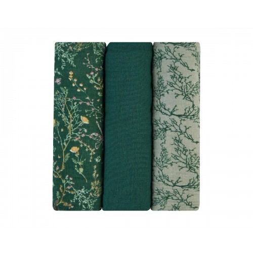 Kikka Boo Secret Garden Πάνες Αγκαλιάς από Μουσελίνα Green 100x100εκ. 3τμχ (31103010104)