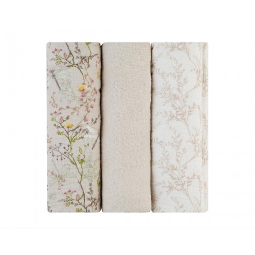 Kikka Boo Secret Garden Πάνες Αγκαλιάς από Μουσελίνα Beige 100x100εκ. 3τμχ (31103010108)