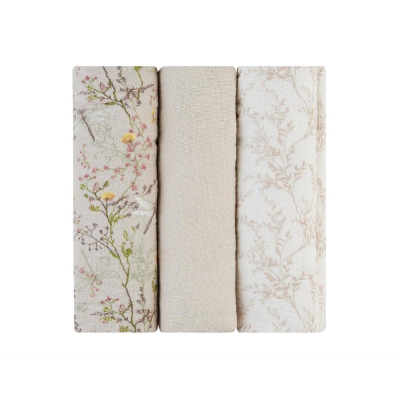 Kikka Boo Secret Garden Πάνες Αγκαλιάς από Μουσελίνα Beige 100x100εκ. 3τμχ (31103010108)