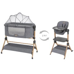 Kikka Boo 2in1 Bedside Crib + Highchair Sleat Me (31003020109) Grey