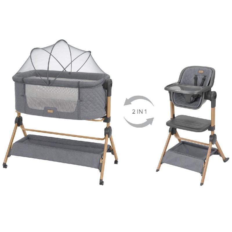 Kikka Boo 2in1 Bedside Crib + Highchair Sleat Me (31003020109) Grey
