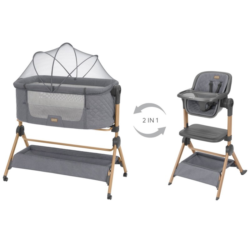 Kikka Boo 2in1 Bedside Crib + Highchair Sleat Me (31003020109) Grey
