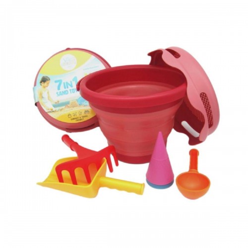 Compactoys Σετ Κουβαδάκι Παραλίας με Αξεσουάρ από Πλαστικό 7τμχ Κόκκινο