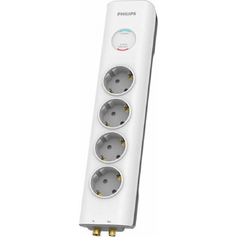 Philips Πολύπριζο Ασφαλείας 4 Θέσεων με Καλώδιο 2m (SPN7041WA/10) Λευκό Philips Πολύπριζο Ασφαλείας 4 Θέσεων με Καλώδιο 2m (SPN7041WA/10) Λευκό