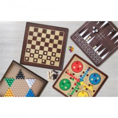 Gf033 Ambassador Craftsman Game House Deluxe Σετ Ξύλινα Επιτραπέζια Κλασικά Παιχνίδια