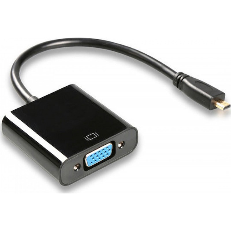 Powertech Αντάπτορας Μicro HDMI σε VGA 0.20m (CAB-H032) Μαύρος