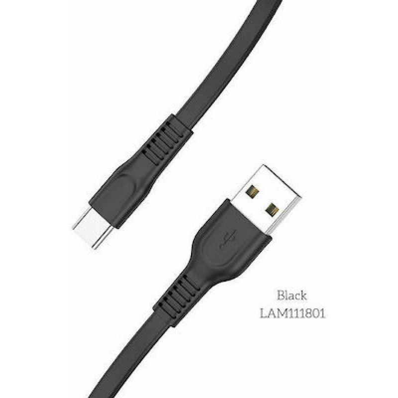 Lamtech Flat USB 2.0 Cable USB-C male - USB-A male Μαύρο 1m (LAM111801) Lamtech Flat USB 2.0 Cable USB-C male - USB-A male Μαύρο 1m (LAM111801)