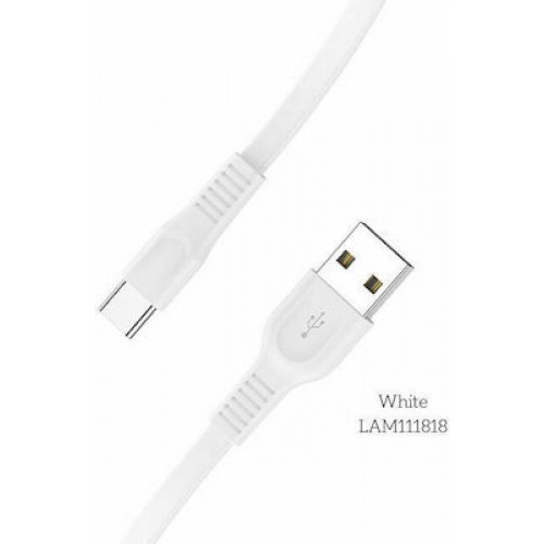Lamtech Flat USB 2.0 Cable USB-C male - USB-A male Λευκό 1m (LAM111818)