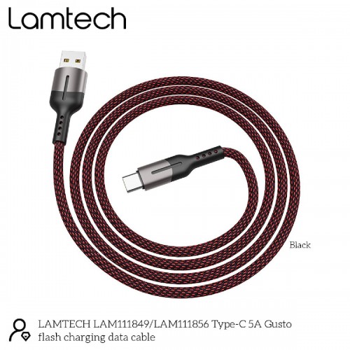 Lamtech Braided / Regular USB 2.0 Cable USB-C male - USB-A male 1.2m (LAM111849) Μαύρο