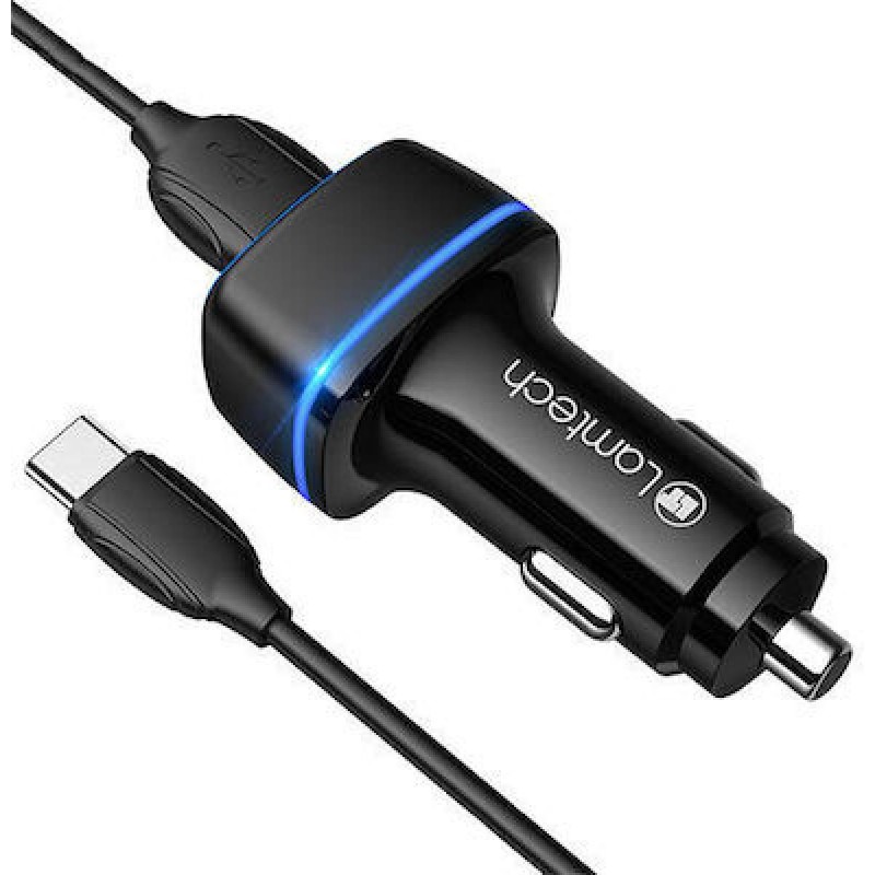 Lamtech Φορτιστής Αυτοκινήτου με Καλώδιο Type-C (LAM112563) Μαύρα
