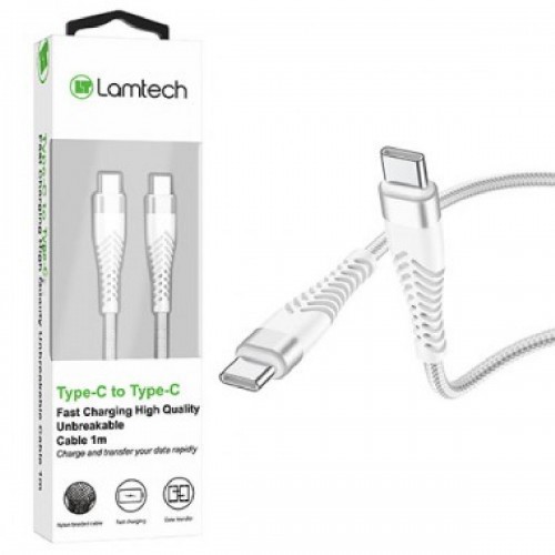 Lamtech HQ Unbreakable Cable type-c to type-c White 1m (LAM112747)