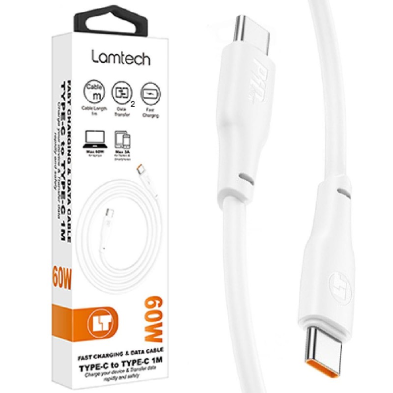 Lamtech Fast Charging and Data Cable (LAM113133) White