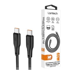 Lamtech USB 2.0 Cable USB-C male - USB-C 60W 1m (LAM114406) Μαύρο