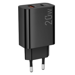 Lamtech Φορτιστής Χωρίς Καλώδιο με Θύρα USB-A και Θύρα USB-C 20W Quick Charge 3.0 / Power Delivery (LAM114420) Μαύρος