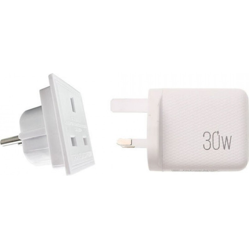 Lamtech Φορτιστής Χωρίς Καλώδιο με Θύρα USB-A και Θύρα USB-C 30W Power Delivery / Quick Charge 3.0 Λευκός (LAM980794)