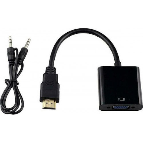 Powertech (CAB-H071) Black Μετατροπέας HDMI male σε VGA female