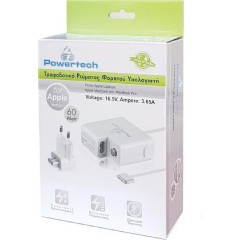 Powertech Τροφοδοτικό Laptop για Apple 60W 16.5V (PT-289) Λευκό