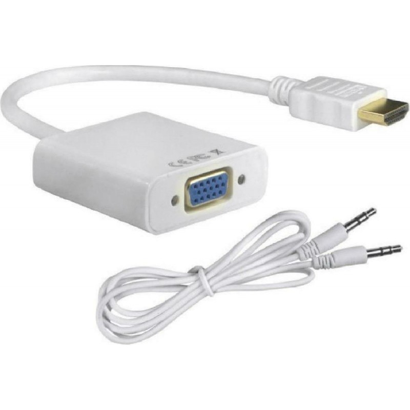 Powertech Μετατροπέας HDMI male σε VGA female Λευκό (CAB-H072)